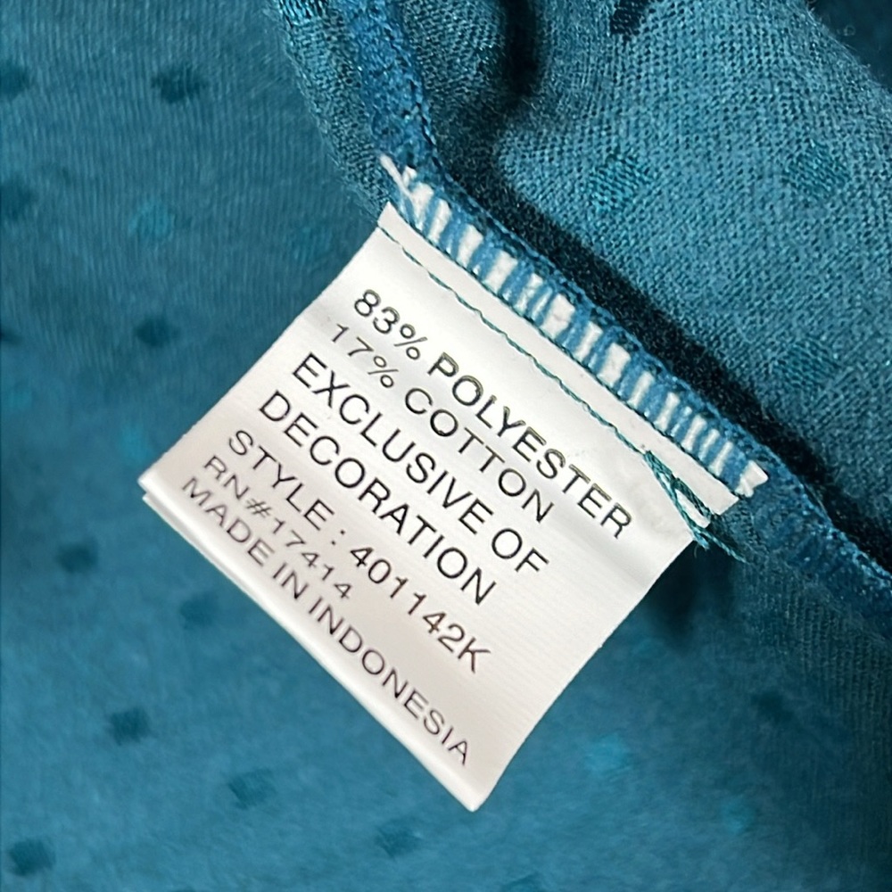 NWT Miss Elaine Essentials Teal Sleep Lounge Button Down Top Size M - Picture 10 of 10